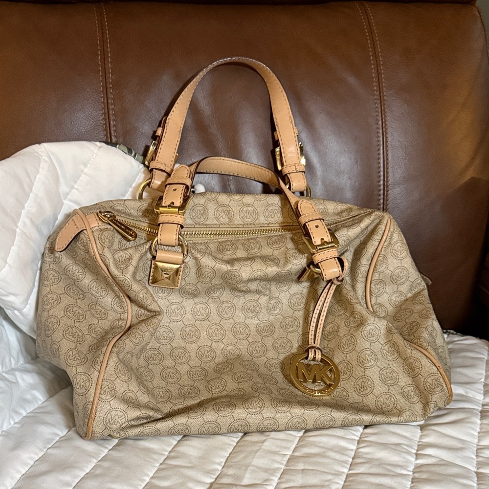 Michael Kors Beige Signature Satchel